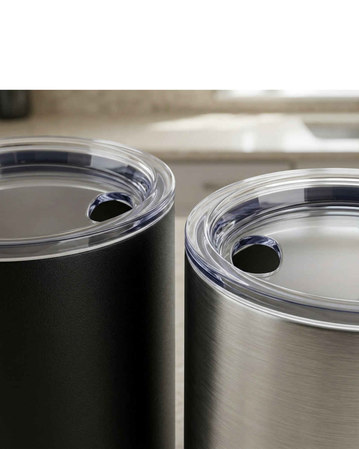 Modne Lowball Insulated Tumbler Set of 2 300 ml Black and Brushed Steel - Detail view
