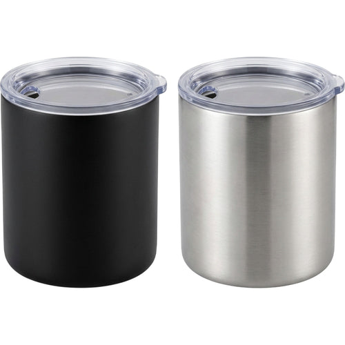 Modne Lowball Insulated Tumbler Set of 2 300 ml Black and Brushed Steel - Product view